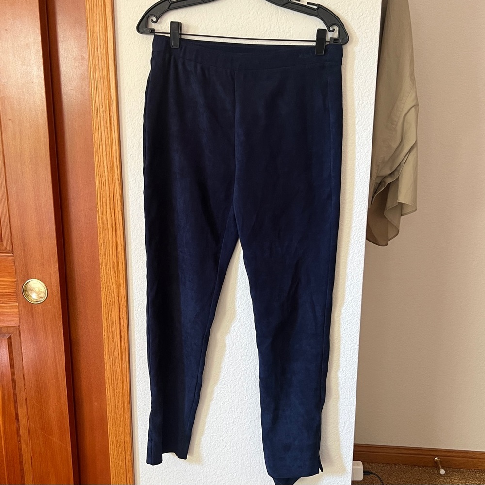 Kobi Halperin Women’s Pants Small Navy Faux Suede Slim Ankle Trousers